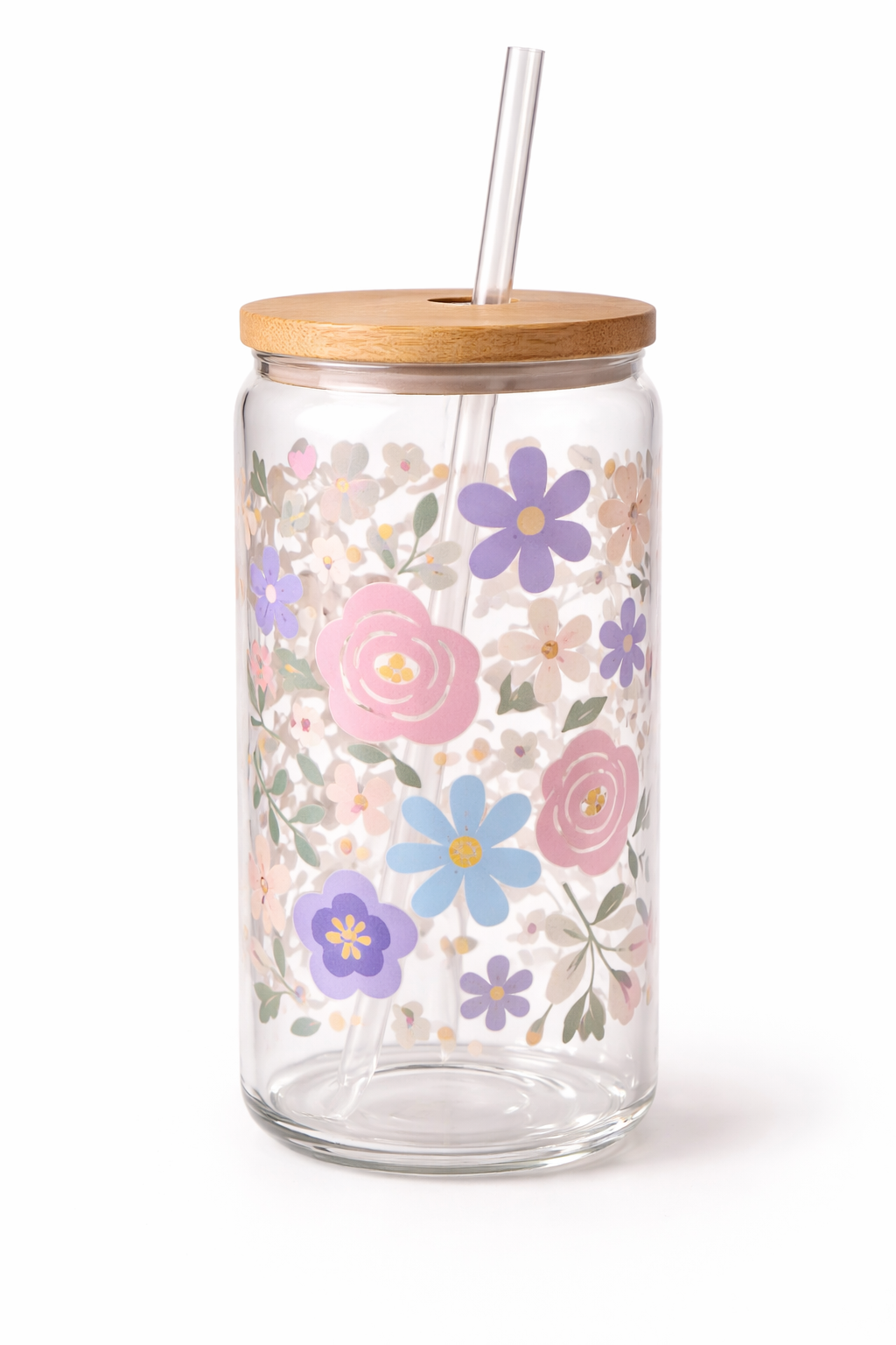 Spring Garden Floral 16oz Glass Cup