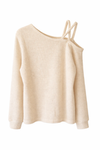 Cozy One-Shoulder Waffle Knit Top- Light Weight