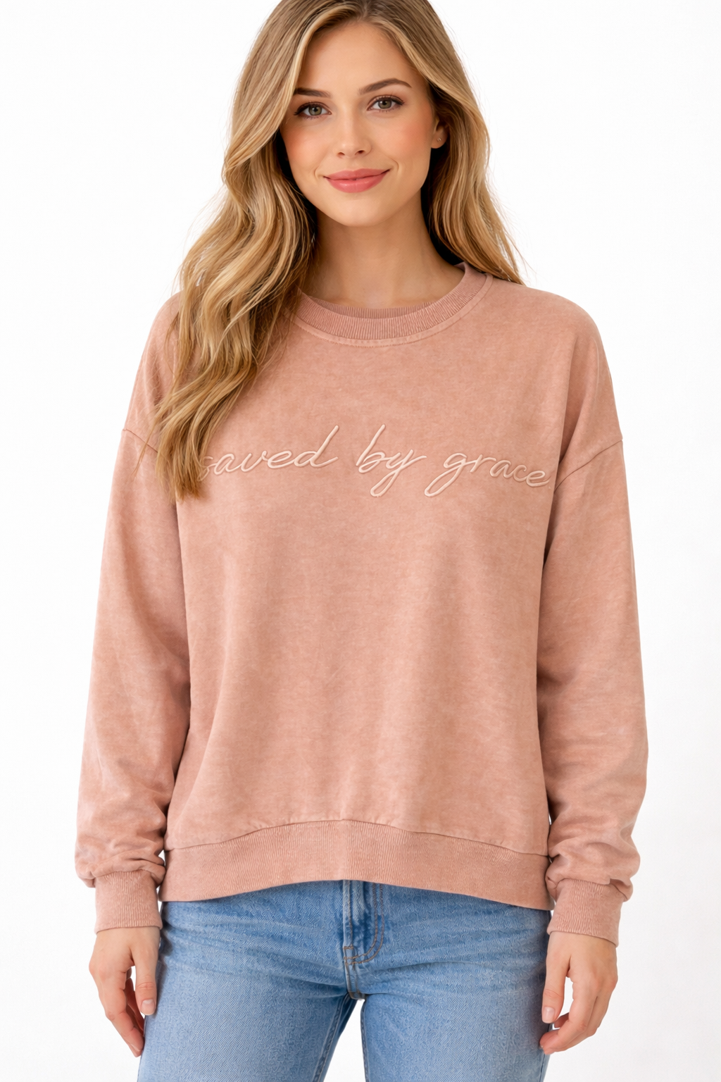 Saved by Grace Crewneck Sweatshirt- Light Weight